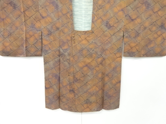 JAPANESE KIMONO / VINTAGE MICHIYUKI COAT / SILK / ROOF TILES